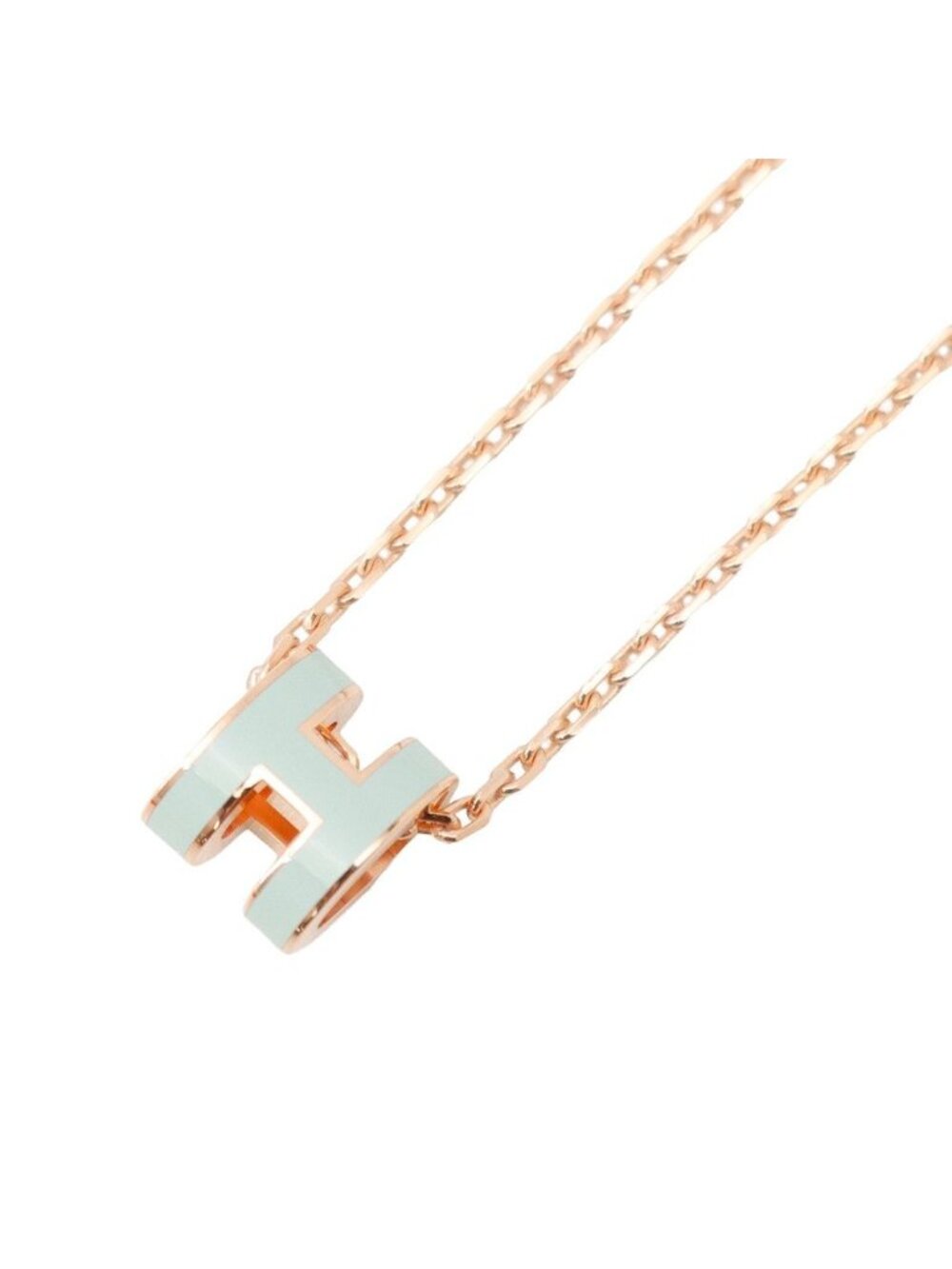 Hermes Necklace Mini Pop H Vert Peppermint Pink Gold